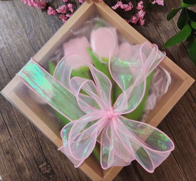 Tulips cookies  floral flower decorated cookie pink red white gift present to woman girl teenager box of flowers edible adorable nice - Image 5