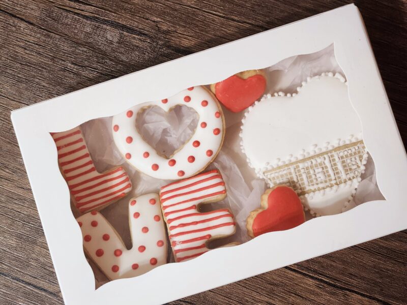Lovely shugar cookies valentines day February 14th  engagement cookie love gift present blue and pink white color personalized woman  chewy - Image 4
