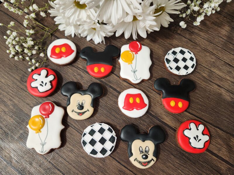 Mouse cookies Mikey decorated cookie custom boy birthday anniversary  1st 2d red black color chewy  natural ingredients personilized