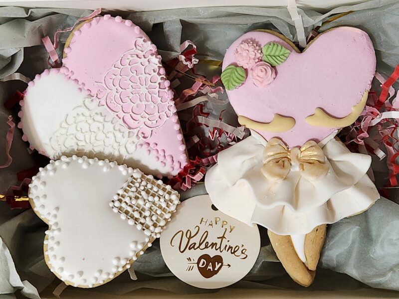 Lovely shugar cookies valentines day February 14th  engagement cookie love gift present blue and pink white color personalized woman  chewy - Image 5