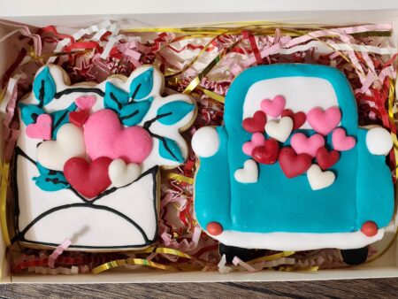 Lovely shugar cookies valentines day February 14th  engagement cookie love gift present blue and pink white color personalized woman  chewy