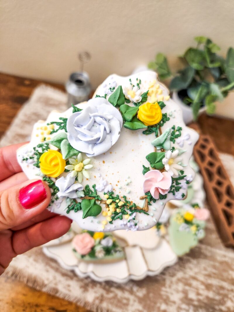 Floral flower spring summer annyversary wedding brida wedding track heart l pastel  set of cookies - Image 3
