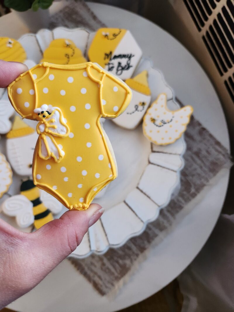 Bee cookies mommy to be baby shower gender neutral reveal party boy or girl little bee on the way - Image 3