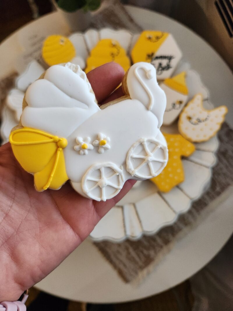 Bee cookies mommy to be baby shower gender neutral reveal party boy or girl little bee on the way - Image 2