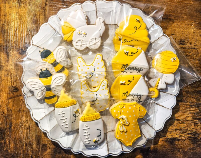 Bee cookies mommy to be baby shower gender neutral reveal party boy or girl little bee on the way - Image 4