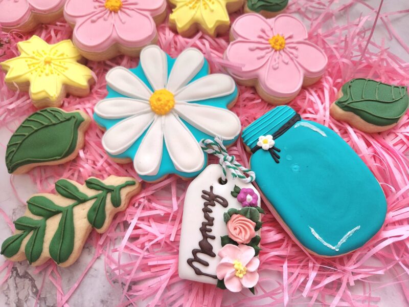 Mom's day flower shugar cookies  floral design  summer cookie bouquet in jar mothers woman girl teenager  gift  present - Image 6