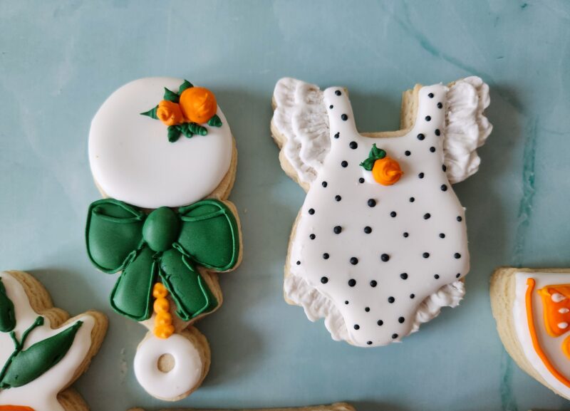 Mommy to be little cutie  on the way baby shower gender neutral reveal party boy or girl orange fruit color baby carriage cookies oranges - Image 6