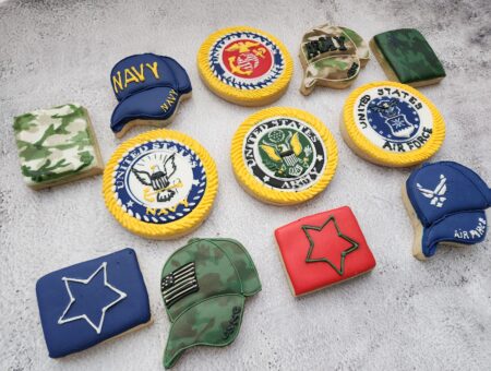 Memorial day army airforce navy marine corps cookies 4th of July independence day America patriotic themed shugar decorated cookie