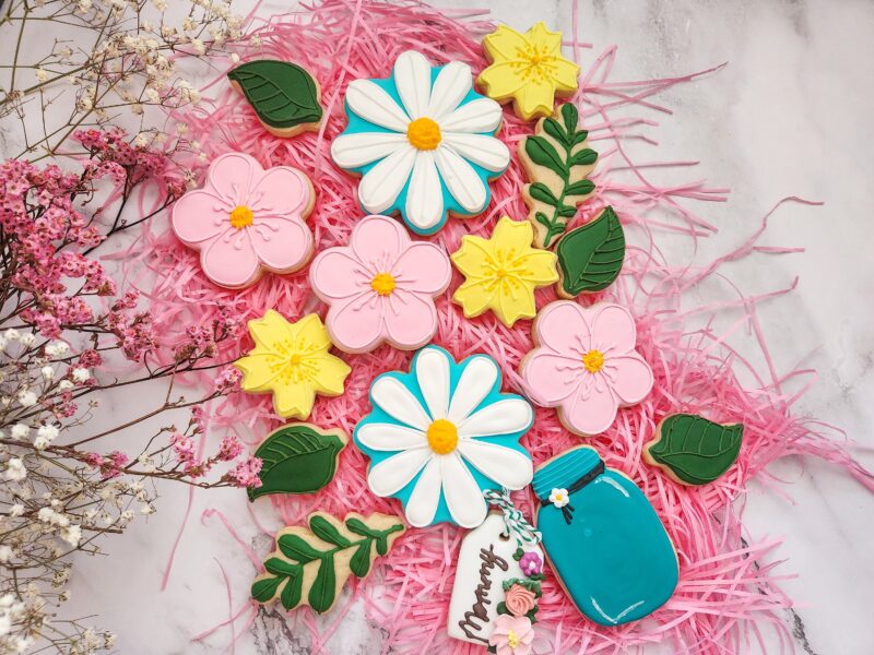 Mom's day flower shugar cookies  floral design  summer cookie bouquet in jar mothers woman girl teenager  gift  present - Image 8