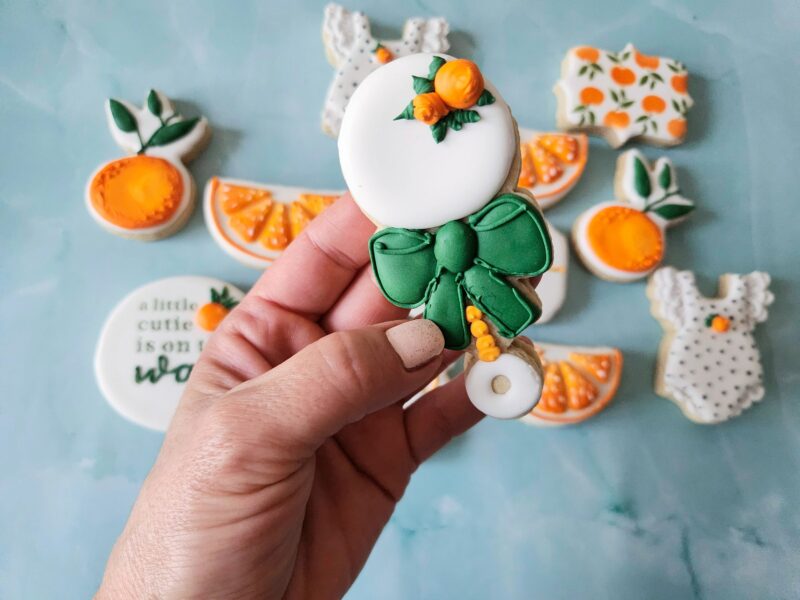 Mommy to be little cutie  on the way baby shower gender neutral reveal party boy or girl orange fruit color baby carriage cookies oranges - Image 5