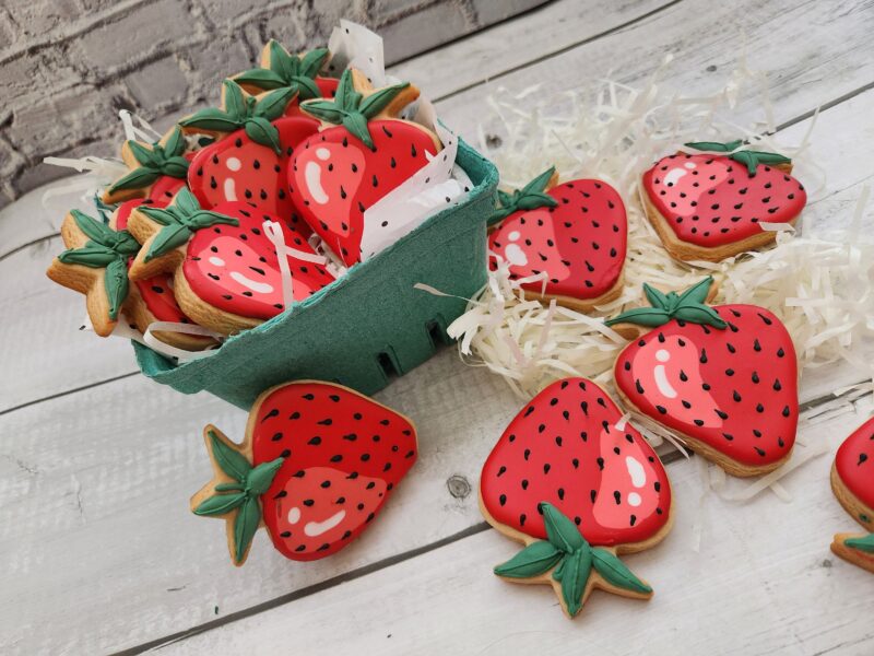 Fruits strawbery taste  cherry apple lemon shape cookies  red yellow color adorable woman girl baby shower present gift birthday party - Image 6