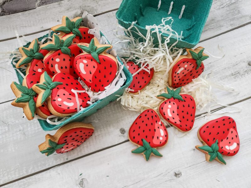 Strawbery taste shape cookies in a  fruits red color adorable woman girl baby shower present gift softbite natural flavor birthday party - Image 5