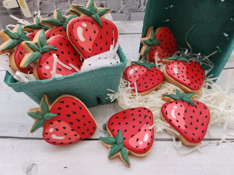 Strawbery taste shape cookies in a  fruits red color adorable woman girl baby shower present gift softbite natural flavor birthday party - Image 6