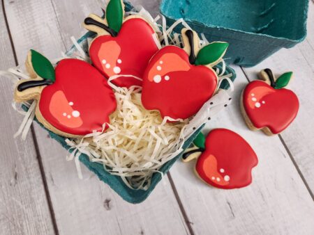 Apple  shape  cookies   fruits in a basket red color adorable woman girl baby shower present gift softbite natural flavor birthday party