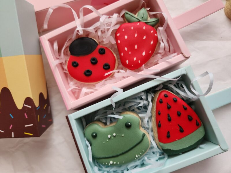 Mini cookies  in an icecream box  cute decorated multicolor pink blue animal fruit minis kids size small one bite cookie price per dozen - Image 4