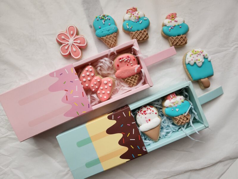 Mini cookies  in an icecream box  cute decorated multicolor pink blue animal fruit minis kids size small one bite cookie price per dozen - Image 8