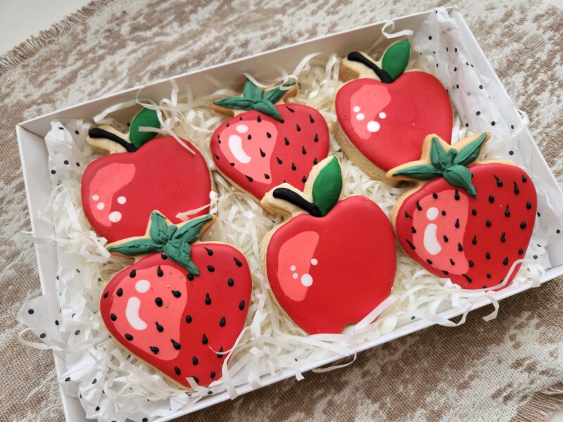Strawbery taste shape cookies in a  fruits red color adorable woman girl baby shower present gift softbite natural flavor birthday party - Image 7