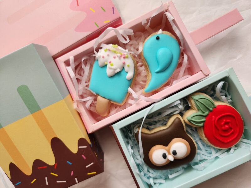 Mini cookies  in an icecream box  cute decorated multicolor pink blue animal fruit minis kids size small one bite cookie price per dozen - Image 5