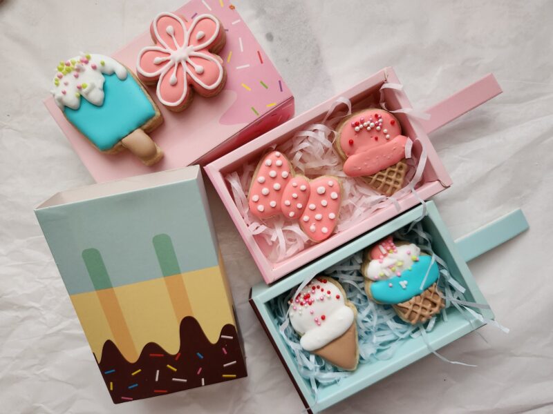 Mini cookies  in an icecream box  cute decorated multicolor pink blue animal fruit minis kids size small one bite cookie price per dozen - Image 6