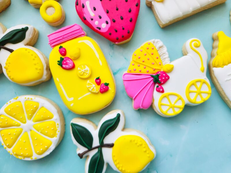 Lemon strawberry baby shower shugar cookie yellow pink color adorable softbite natural  birthday party little cuitie is on the way - Image 4