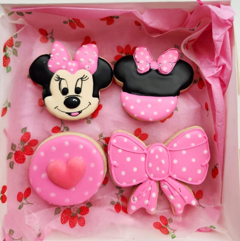 Mini mouse set of cookies Mikey cookie decorated pink color girl birthday pink car convertible  bow mini set cute present gift 1st b-day - Image 5