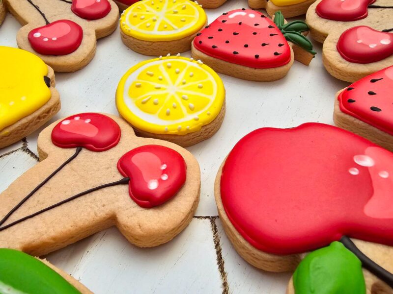 Fruits strawbery taste  cherry apple lemon shape cookies  red yellow color adorable woman girl baby shower present gift birthday party - Image 4