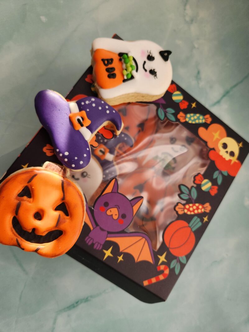 Heloween cute ghost orange fun cute helloween cookies decorated  pumpkin witch hat set of cookies in a cute box - Image 6