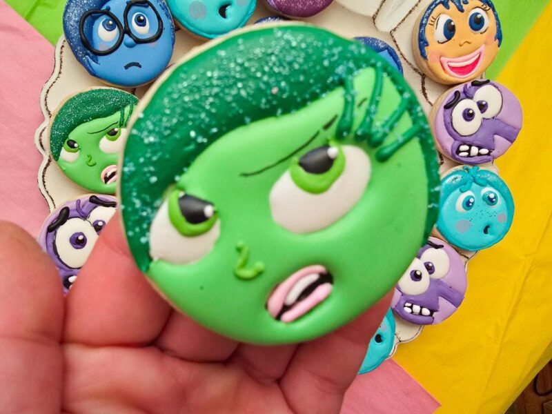 Inside out decorated cookies boy girl birthday round cookie multicolor gift present cartoon characters kids favorite - Image 2
