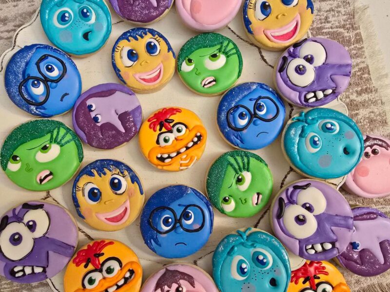 Inside out decorated cookies boy girl birthday round cookie multicolor gift present cartoon characters kids favorite - Image 5