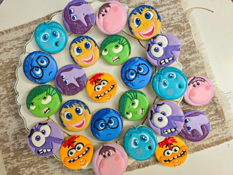 Inside out decorated cookies boy girl birthday round cookie multicolor gift present cartoon characters kids favorite - Image 6