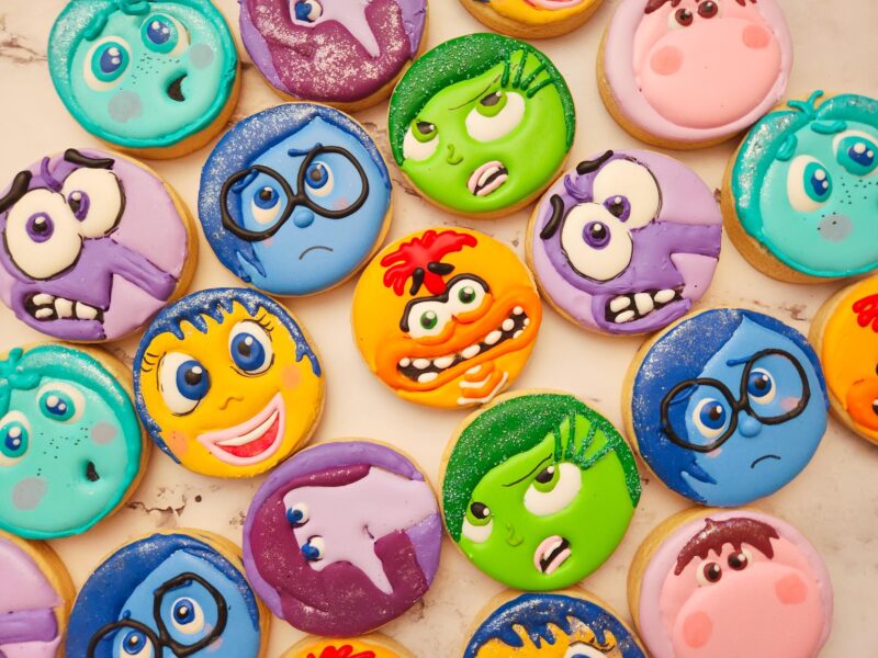 Inside out decorated cookies boy girl birthday round cookie multicolor gift present cartoon characters kids favorite - Image 4