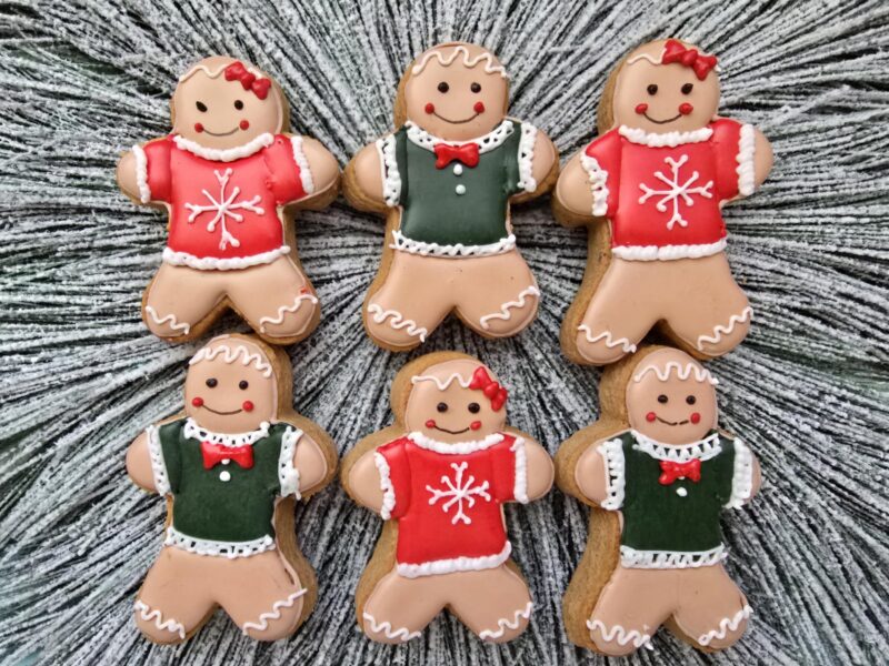 Gingerbread man boy girl  christmas mail box shugar cookies  christmas tree poinsettia  gift red green color letters for santa cookies