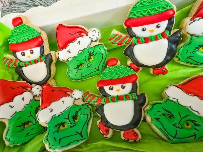 Grinch christmas shugar cookies  gift red green color from scratch hand painted customized gingerbread  vanilla cookie - Image 2