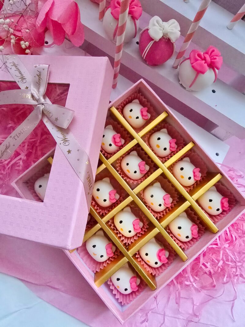 Hello kitty cake pops baby shower annyversary  birthday party pink white set of candies kitten pop - Image 2