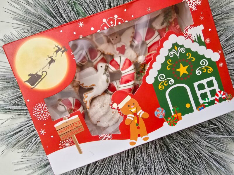 Christmas mini cookies in a box, Santa deer angel dove candy cane shugar cookie from scratch - Image 3