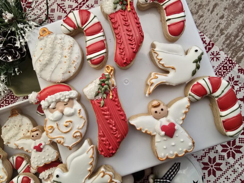 Christmas mini cookies in a box, Santa deer angel dove candy cane shugar cookie from scratch - Image 4