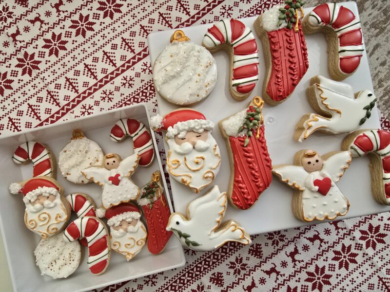 Christmas mini cookies in a box, Santa deer angel dove candy cane shugar cookie from scratch - Image 6