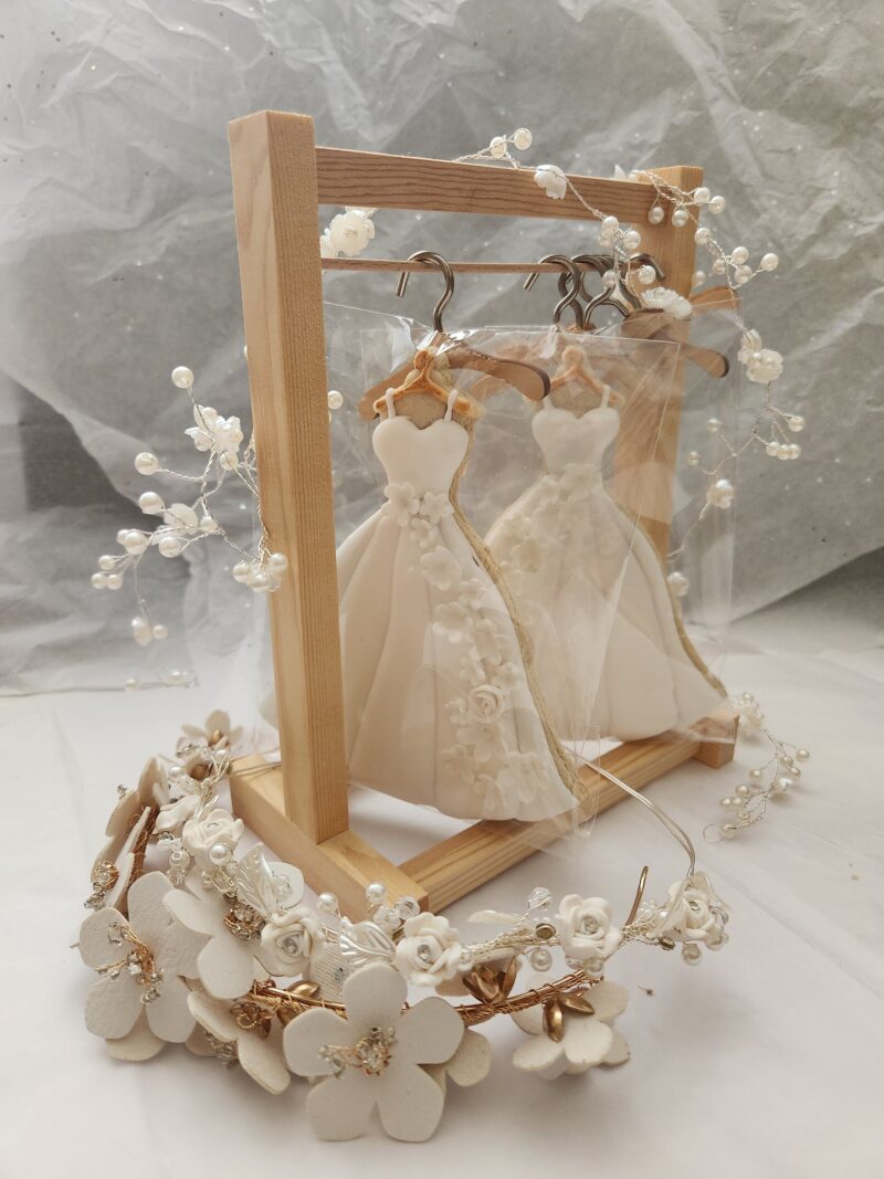 White wedding dress with flowers cookies Engagement party bridsmade  supplies shugar vanilla custom  candy bar - Image 5