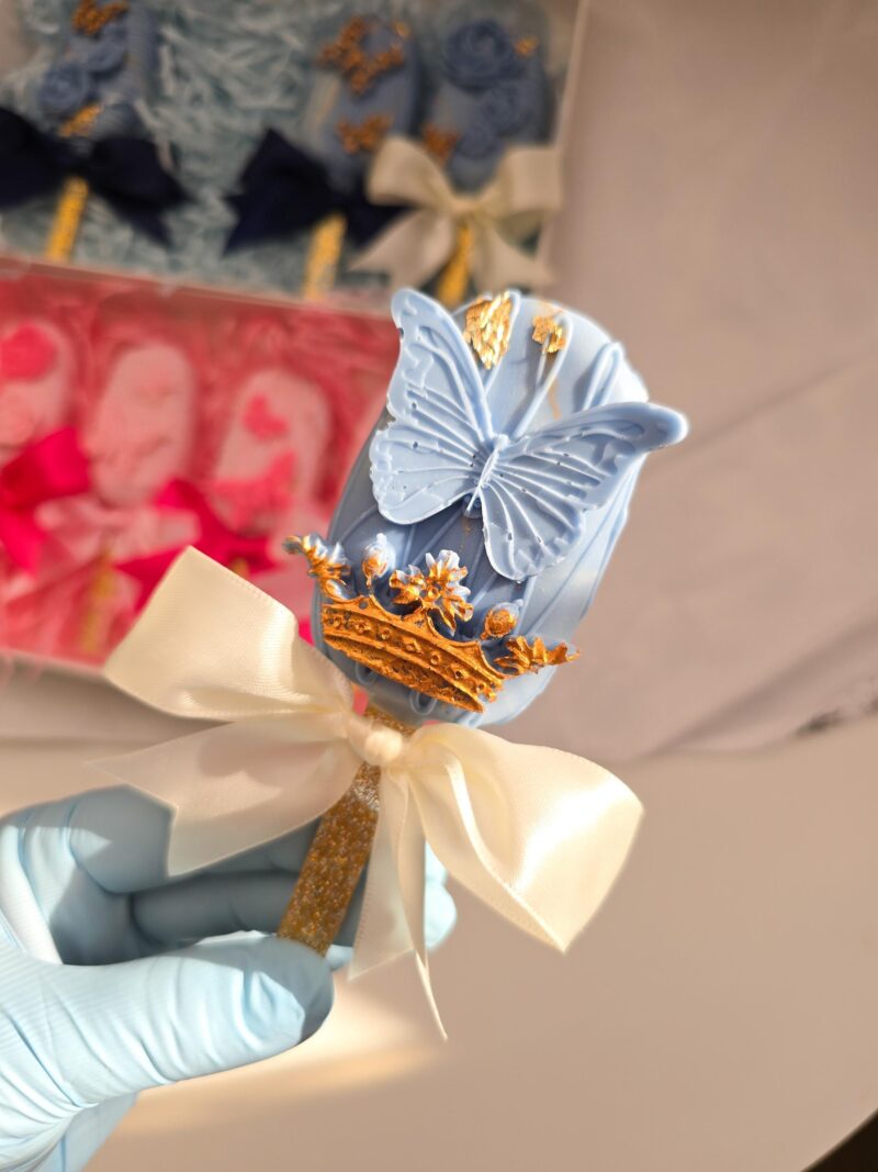 Cake sicles pink blue purple with bow shine pops cicles  wedding annyversary baby shower birthday sweet table gold frame butterflys - Image 5