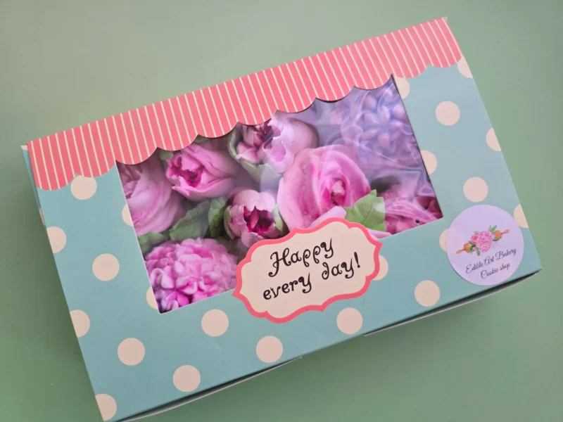 Marshmallow zephyr flowers rose hydrangea tulips adorable present for mom day birthday  anniversary gift pink purple in a box. - Image 5